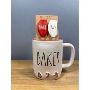 Rae Dunn “Baker” Mug Gift Set w/2 Mini Spatulas